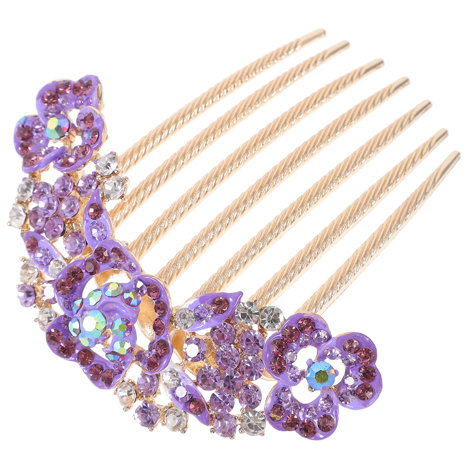 

Bride Wedding Hair Comb Rhinestone Flower Clip Bridal Purple Accessories Mother