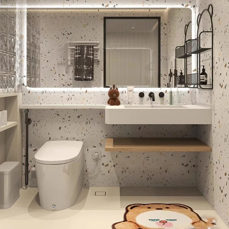 Integrated Basin Bathroom Cabinet Combined Toilet Extended Edge Pure Acrylic Washbasin