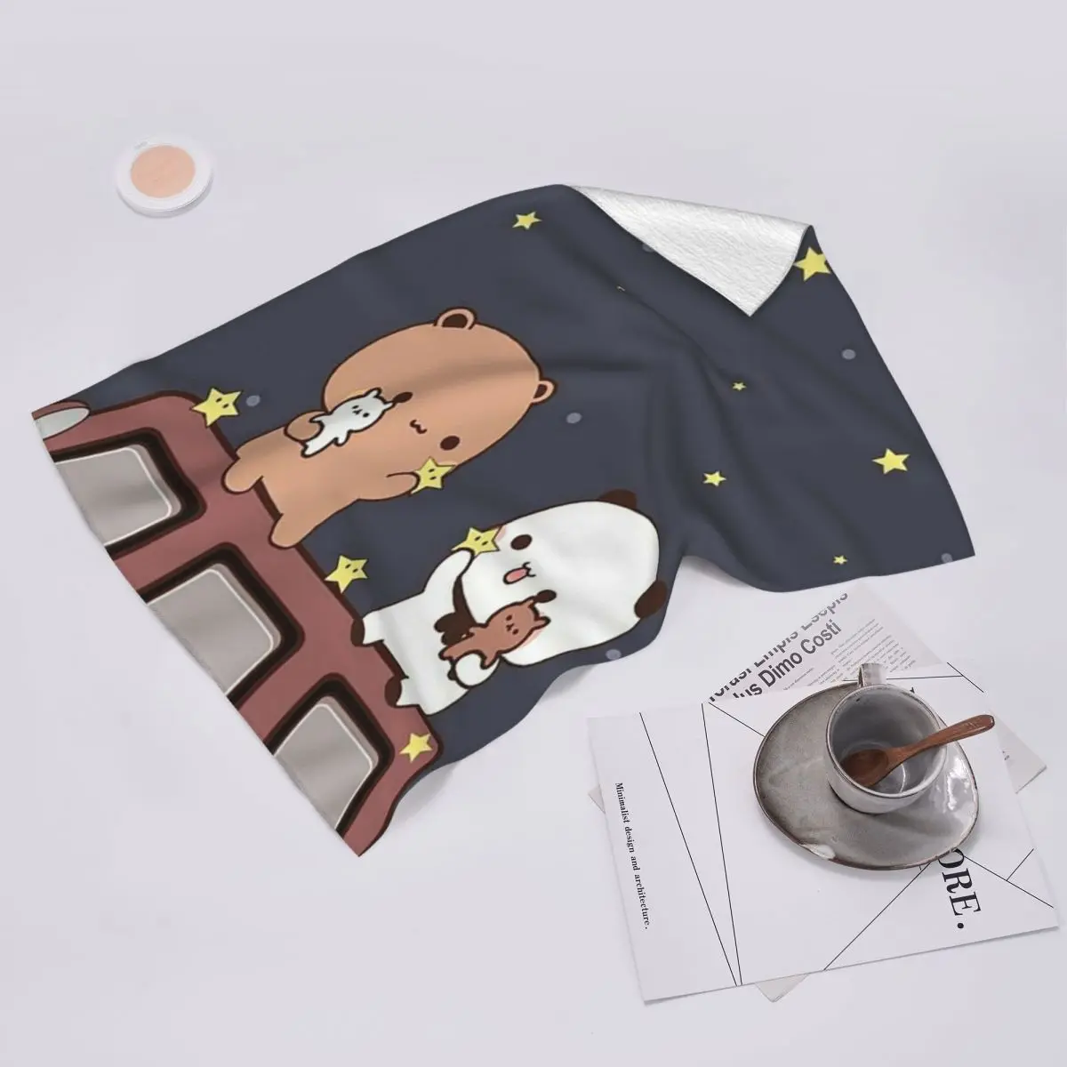 Custom Bubu And Dudu Watching The Moon Togethe Soft Face Towel Quick Dry Pool Bath Cotton Towels Breathable