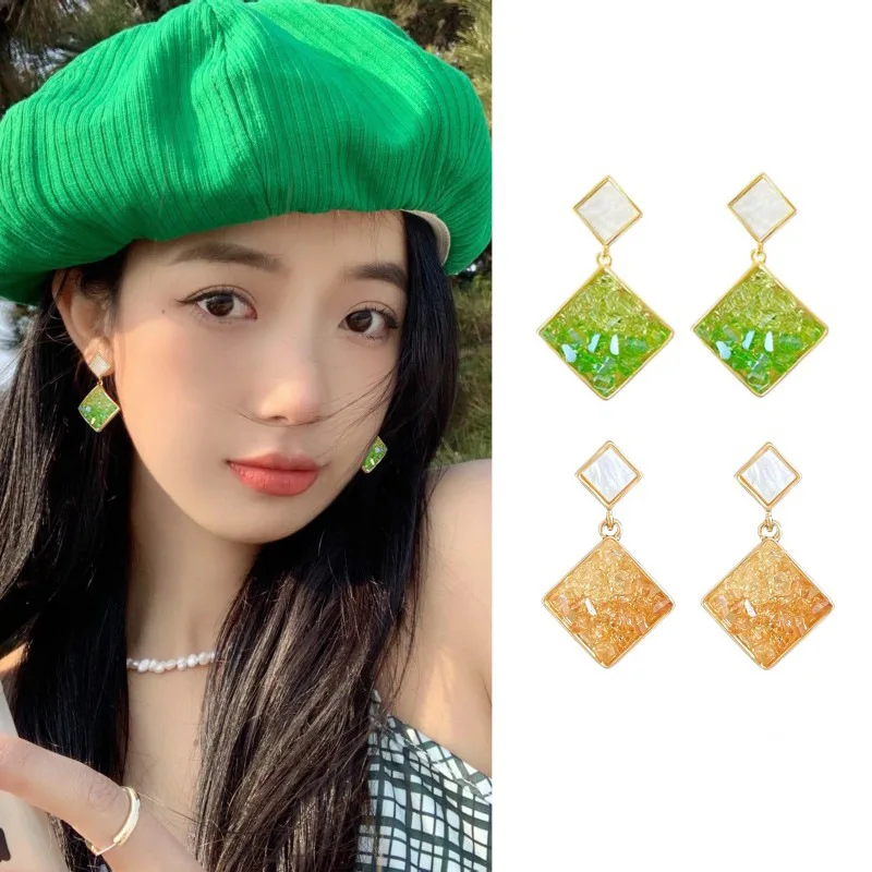 Simple Elegant Transparent Crystal Clips on Earring Without Non Piercing Vintage No Ear Hole Square Rhombus Stone Clip Earrings