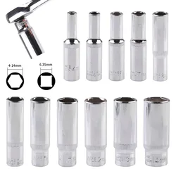 1pc 8/10/13mm 1/4 Single Extension Hexagon Socket Premium Chrome Vanadium Steel Socket Chrome Plated Finish Socket Wrench