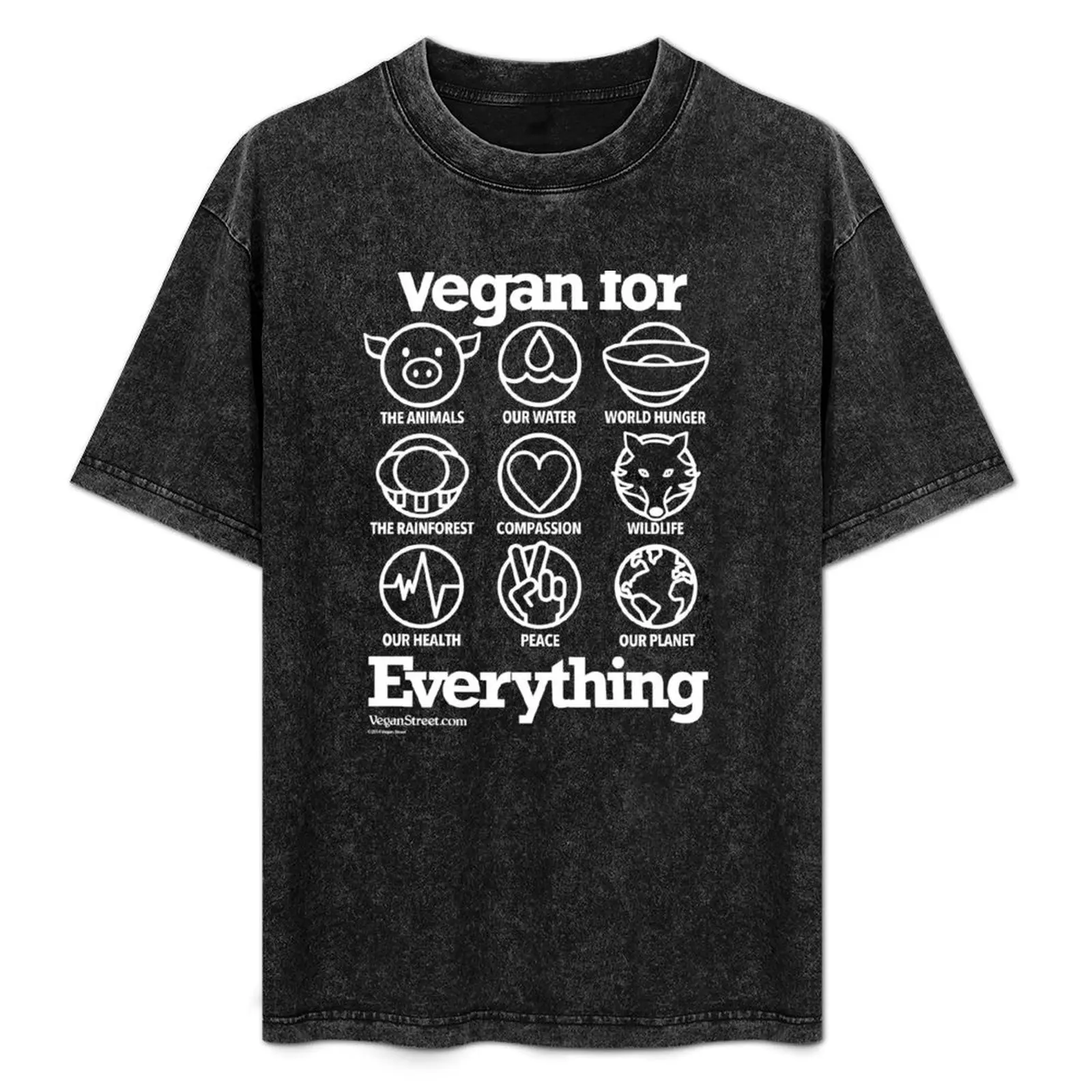 

Vegan for Everything (white print) T-Shirt Everyday Wear Basic Short Sleeve Top