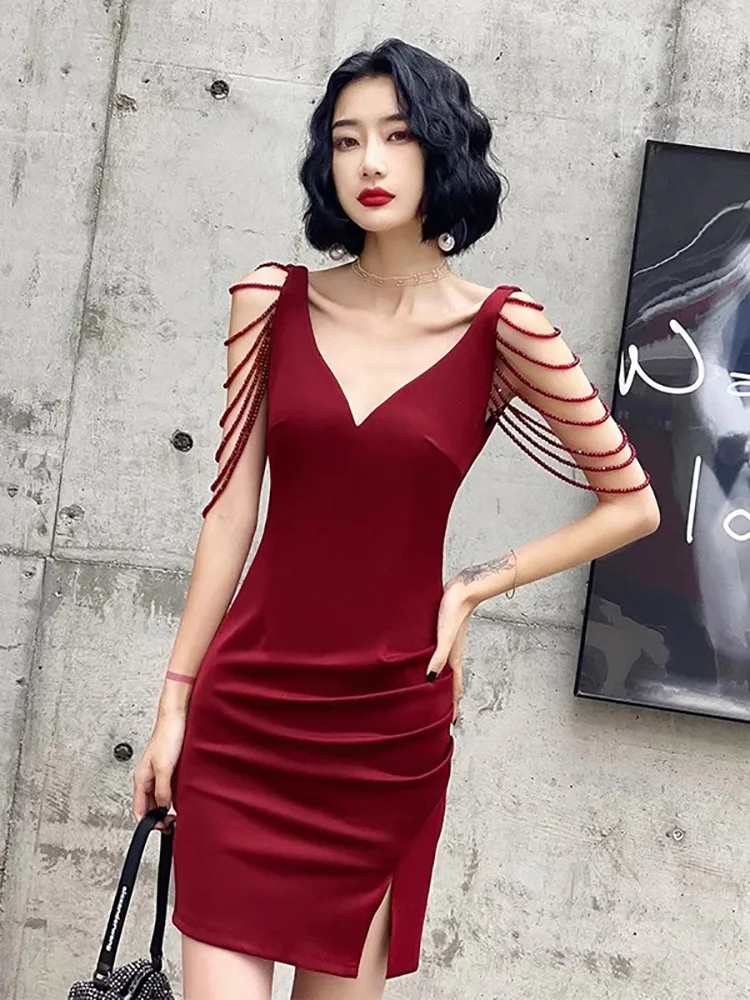 

Little Red Evening Dress, Female Luxury, Niche, High-end Temperament, Celebrity, High-sense Host, Prom Dress