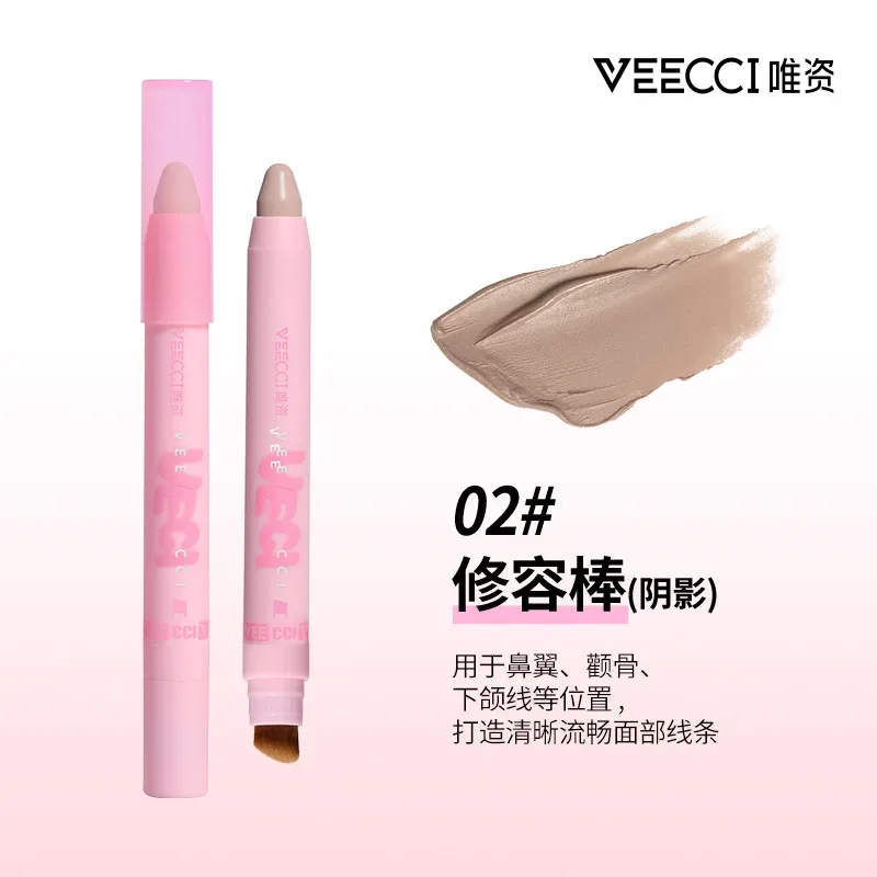 VEECCI แท่งคอนทัวร์ไฮไลท์แบบ3-in-1ปากกาบลัชออนหน้าแบบมัลติฟังก์ชันเพิ่มความสว่าง