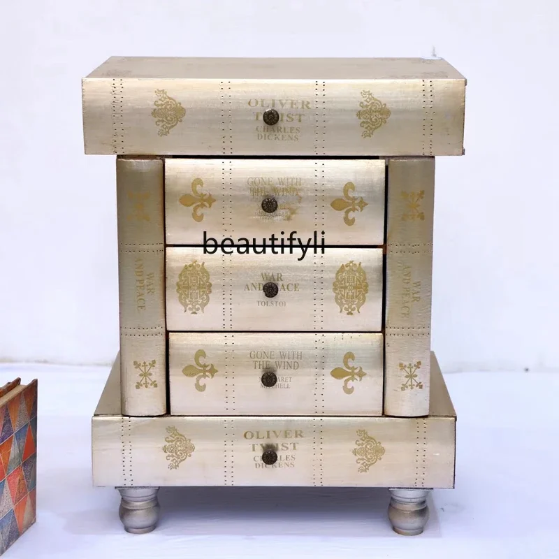 new styleAmerican-Style Antique Reproduction Furniture Wooden Decal Chest of Drawers Bedroom Bedside Table Sofa Side Cabinet Loc