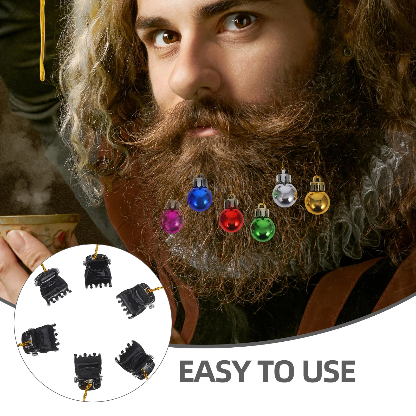 12 stks Kerst Baard Clips Glanzende Kleurrijke Gezichtshaar Sieraden Duurzaam Kerstman Snorhaar Decor Voor Mannen Vakantie Feest Bruiloft