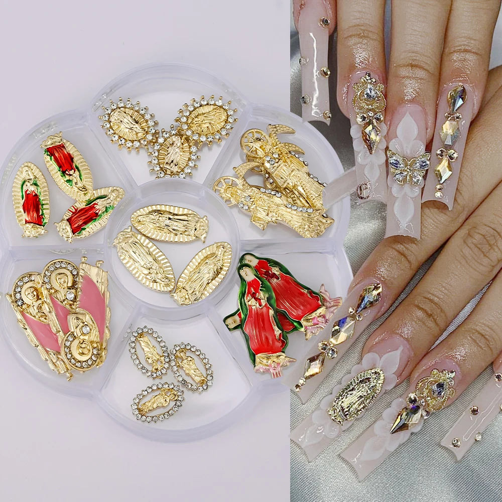 21Pcs/Box 3D Y2K Virgin Mary Nail Art Charms Death Accessories Parts For Nails Decoration Design Supplies Manicure Decor Tools *