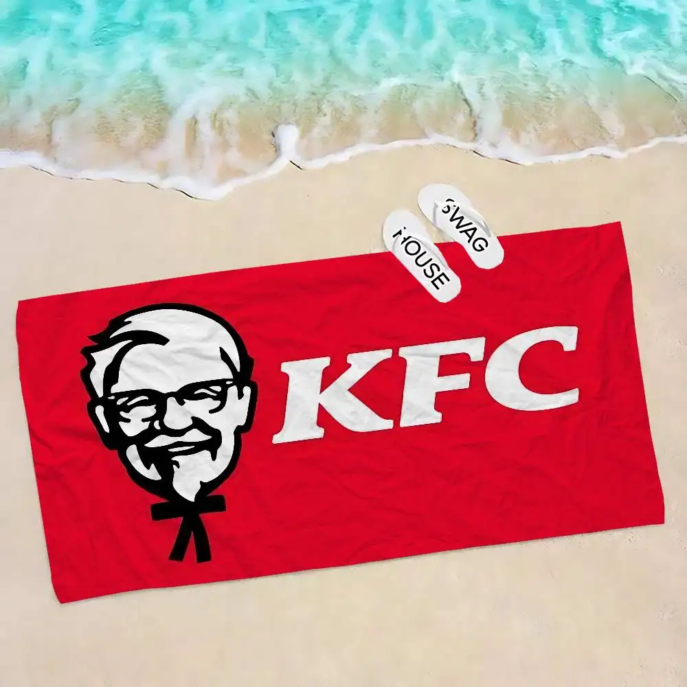Fashion K-kfc Logo Microfiber Beach Towel Absorbent Quick Dry Soft Yoga Swimming Resort Mountain Climbing Towel