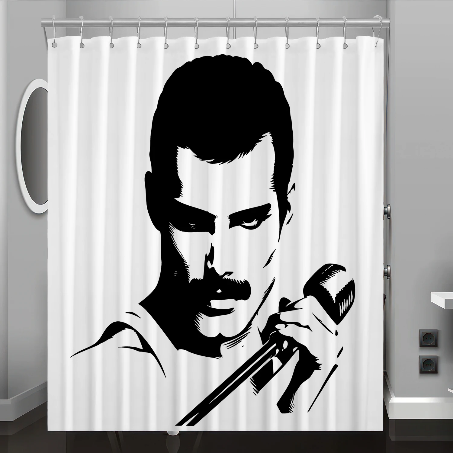 The band's lead singer pattern digital print shower curtain