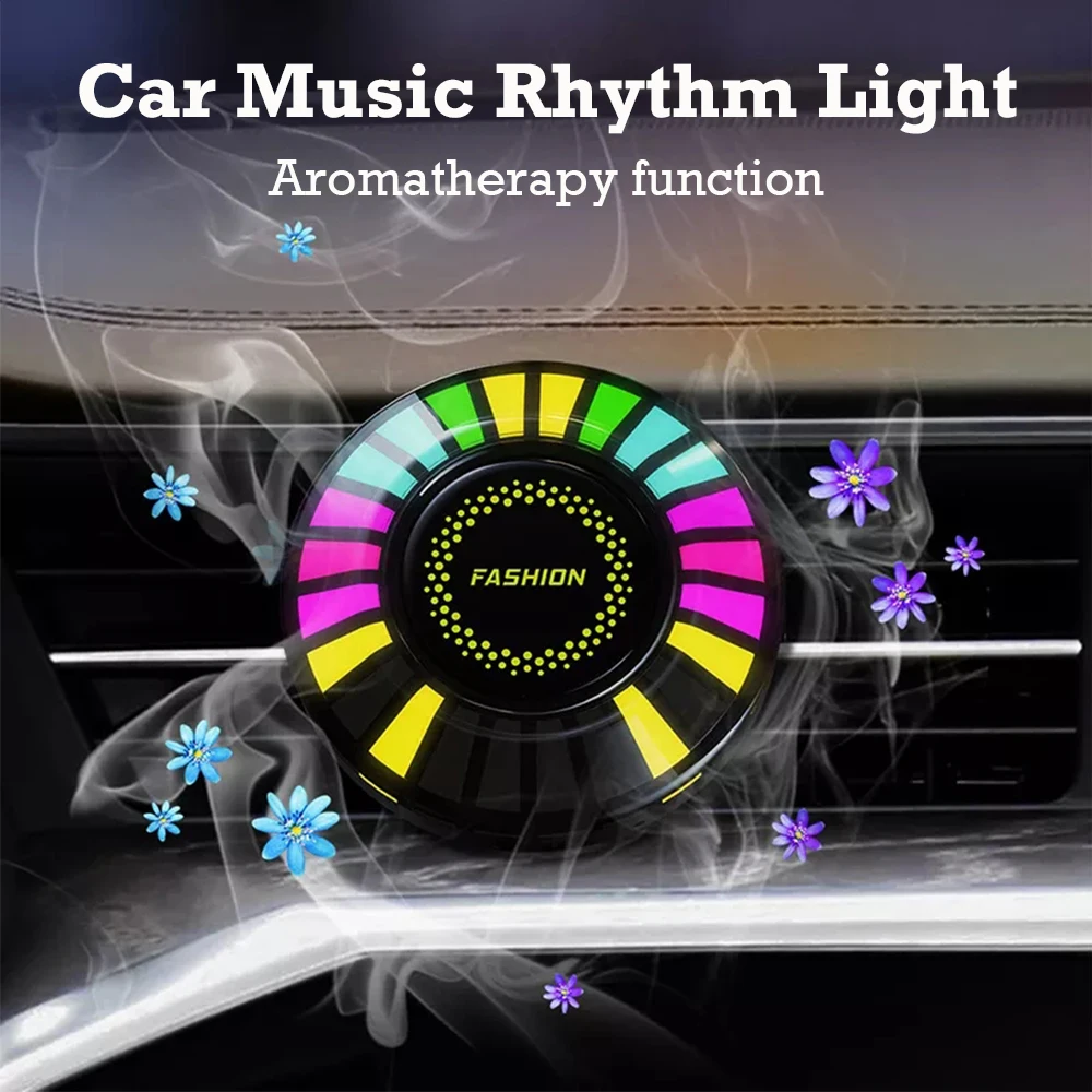 2pcs New Car Music Rhythm Light RGB LED Music Car Vent Light APP Control 200mAh Rechargeable Battery Aromatherapy Ambient Light