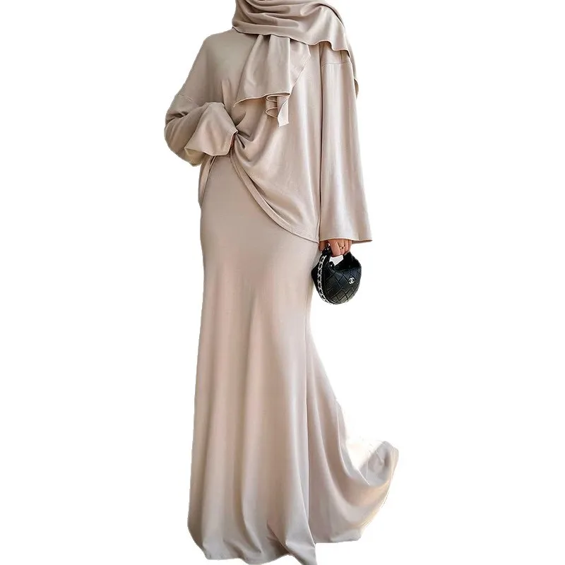 

Новинка весны 2025 года, женская одежда, платок, юбка с длинными рукавами, длинное платье, модный комплект 886