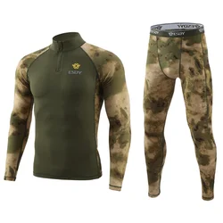 Winter Camouflage Men's Thermal Underwear Suit Elastic Quick Drying Warm Tactical Underwear Sets Men Sports Long Johns