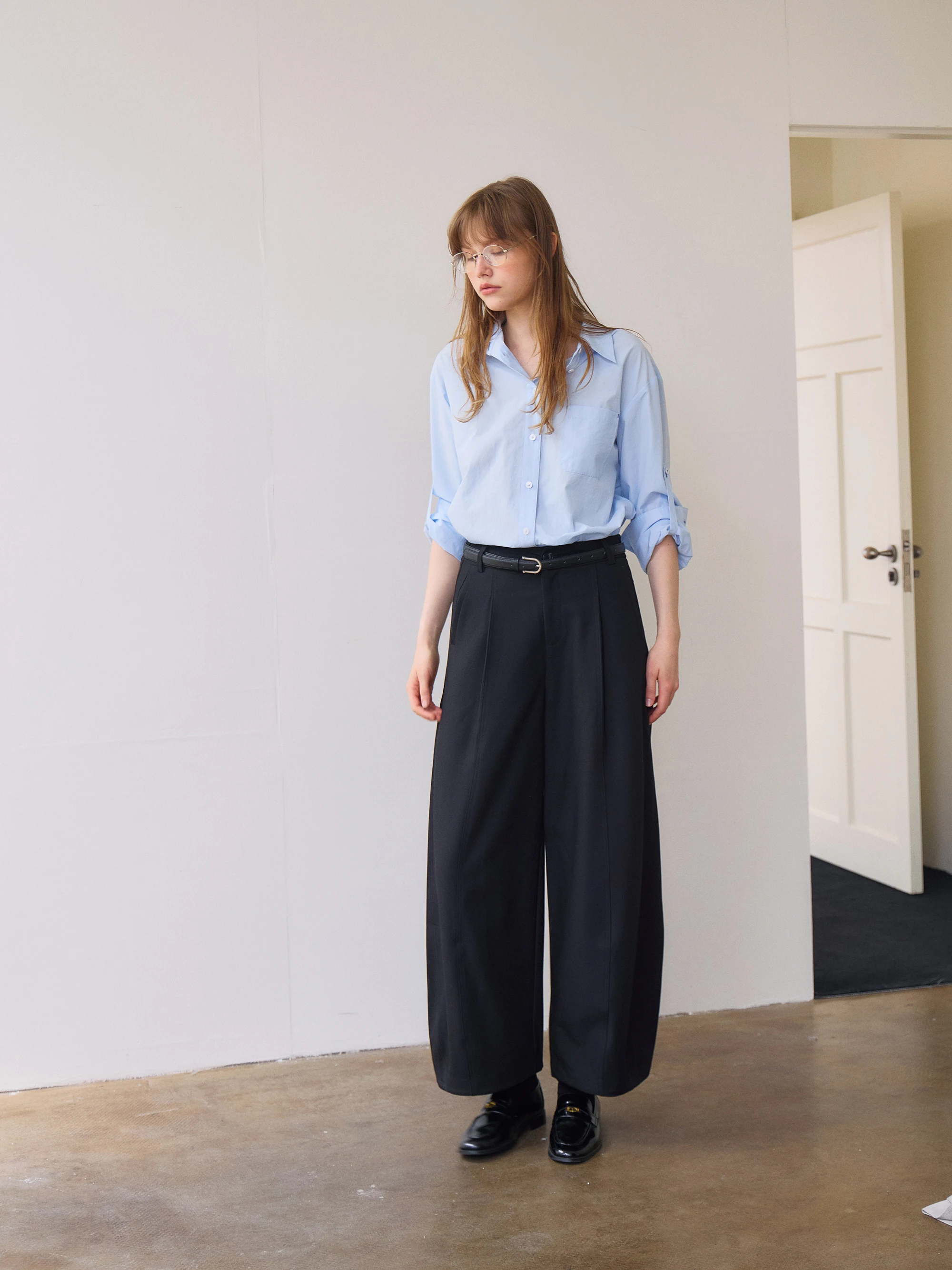 Balloon Wide Leg Pants Women's Loose Fit Suit Casual Style mid High Waist Wool Blend Polyester Viscose Lyocell Spandex Blend