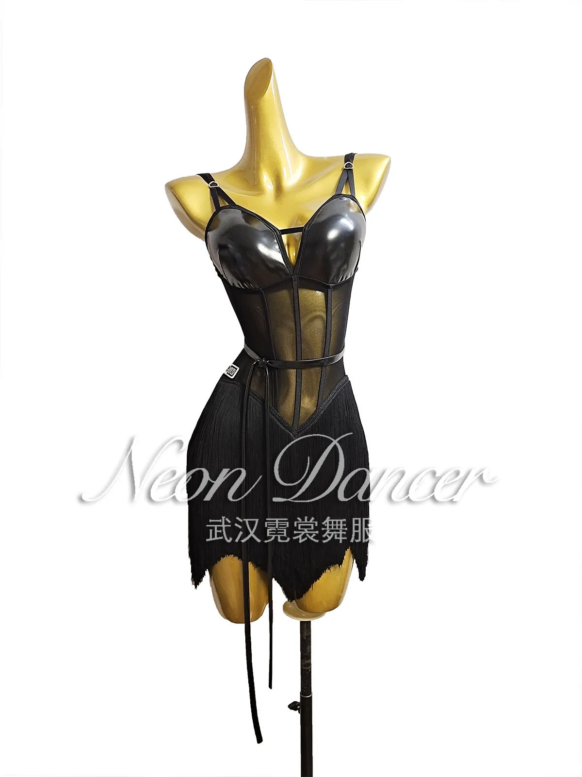 Neon Dancer New Women's Latin Dance Clothing Suspender Tassel Dress Latin Practice Clothing