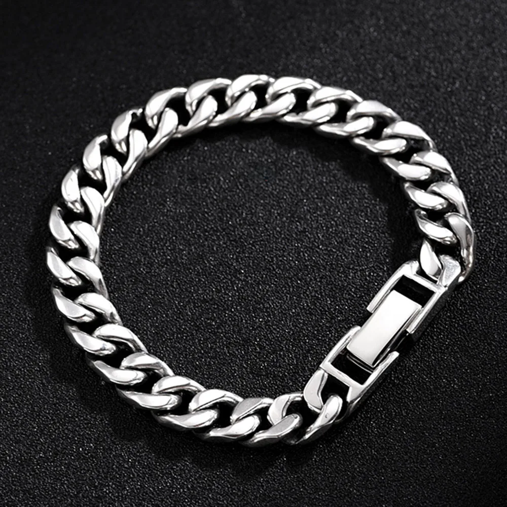 

Real 925 Stering Silver 8mm Curb Link Men's Bracelet 7.08inch-7.87inch L