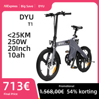 DYU T1 Electric Bike 250W Brushless Motor 36V10AH Lithium Battery Magnesium Alloy E-bike Adult 20-in Tire Fold Electric Bicycle