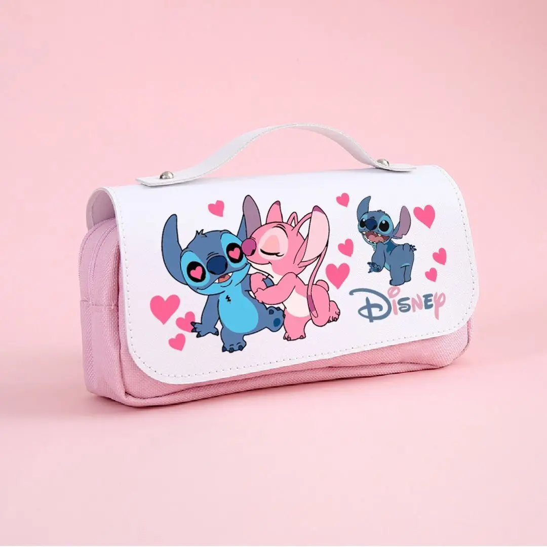 Disney Stitch Multi Layer Large Capacity Transparent Pencil Case Multifunctional Simple and High Appearance Pencil Case