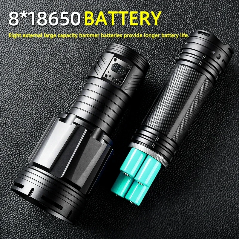 24000MAH 15000LM Super Bright LED Flashlight Long Range Zoomable USB Charging Torch Outdoor Camping Waterproof Tactical Lantern