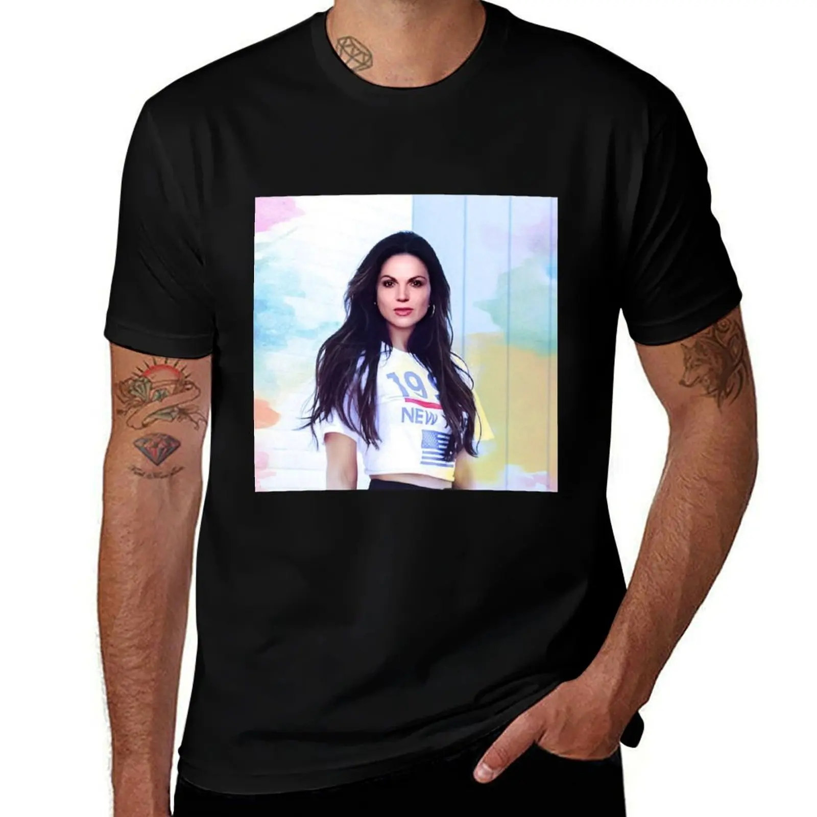 

Lana Parrilla T-Shirt Simple Casual Short Sleeve Cotton T-Shirt