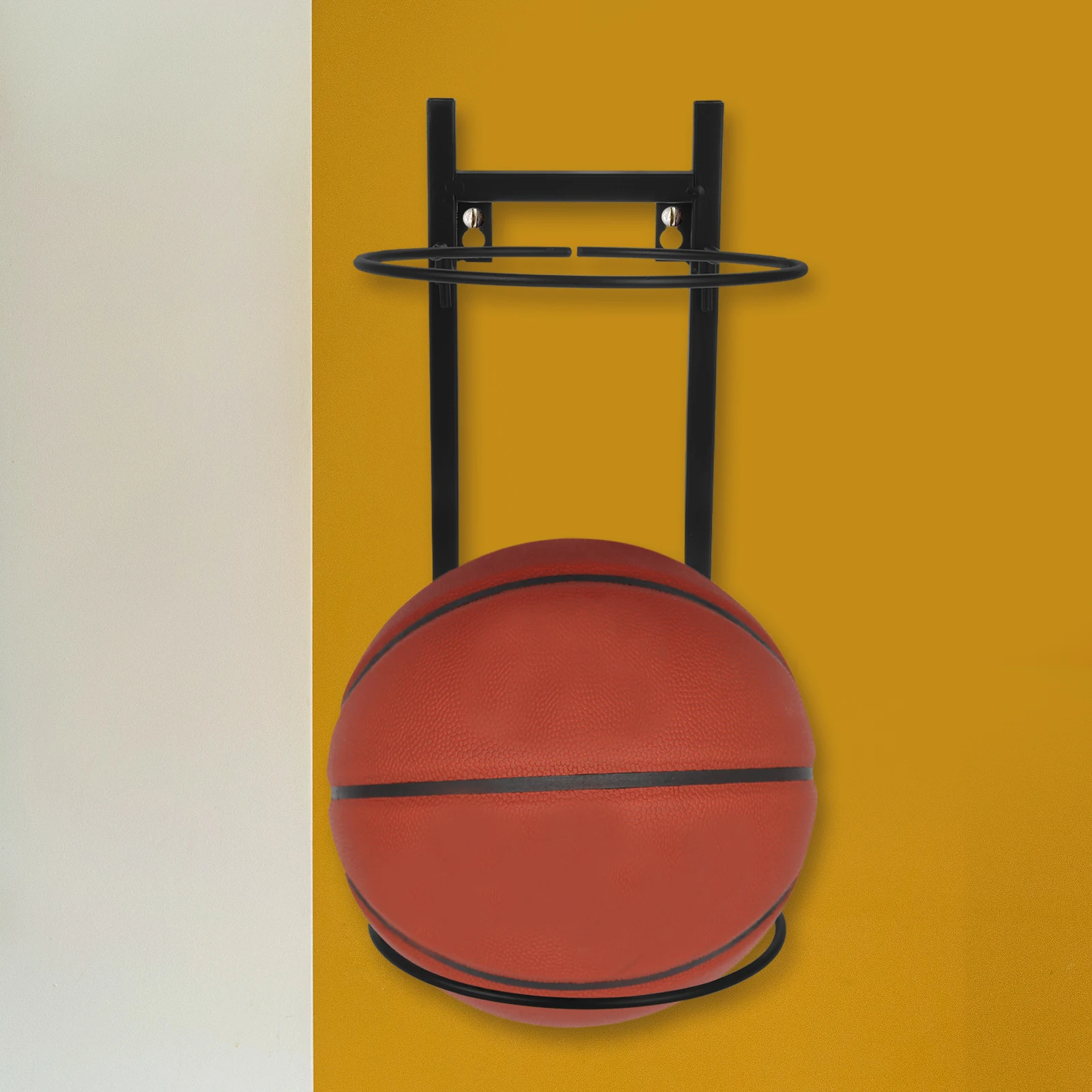 1 ชิ้นติดผนัง Rack ฟุตบอลผู้ถือบาสเกตบอลไม่มีเจาะประหยัดพื้นที่ ganizer การออกกําลังกายเก็บกรอบสําหรับโรงรถผนัง