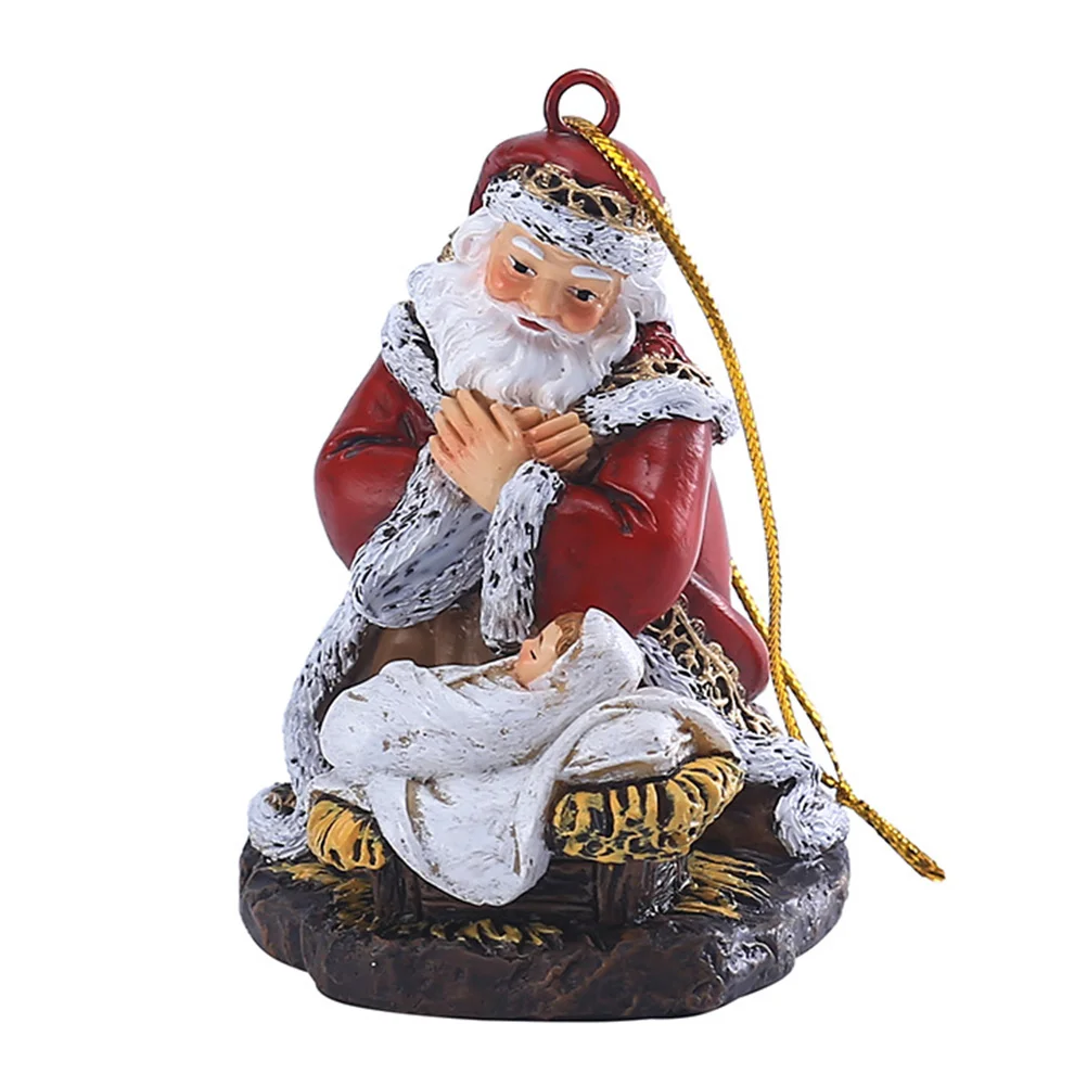 

Santa Pendant Christmas Tree Festival Scene Ornament Sculpture Decor Xmas Hanging Resin Claus Baby