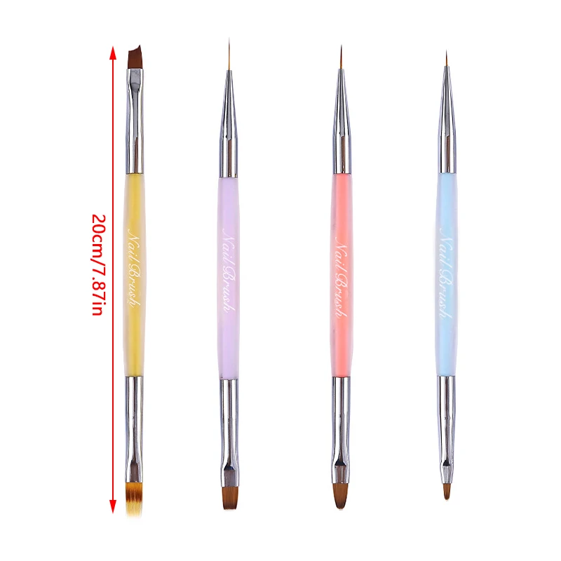 ダブルヘッドクリスタルアクリルハンドルネイルブラシライナーブラシ絵画ペンジェルブラシクリスタルネイルアートマニキュア