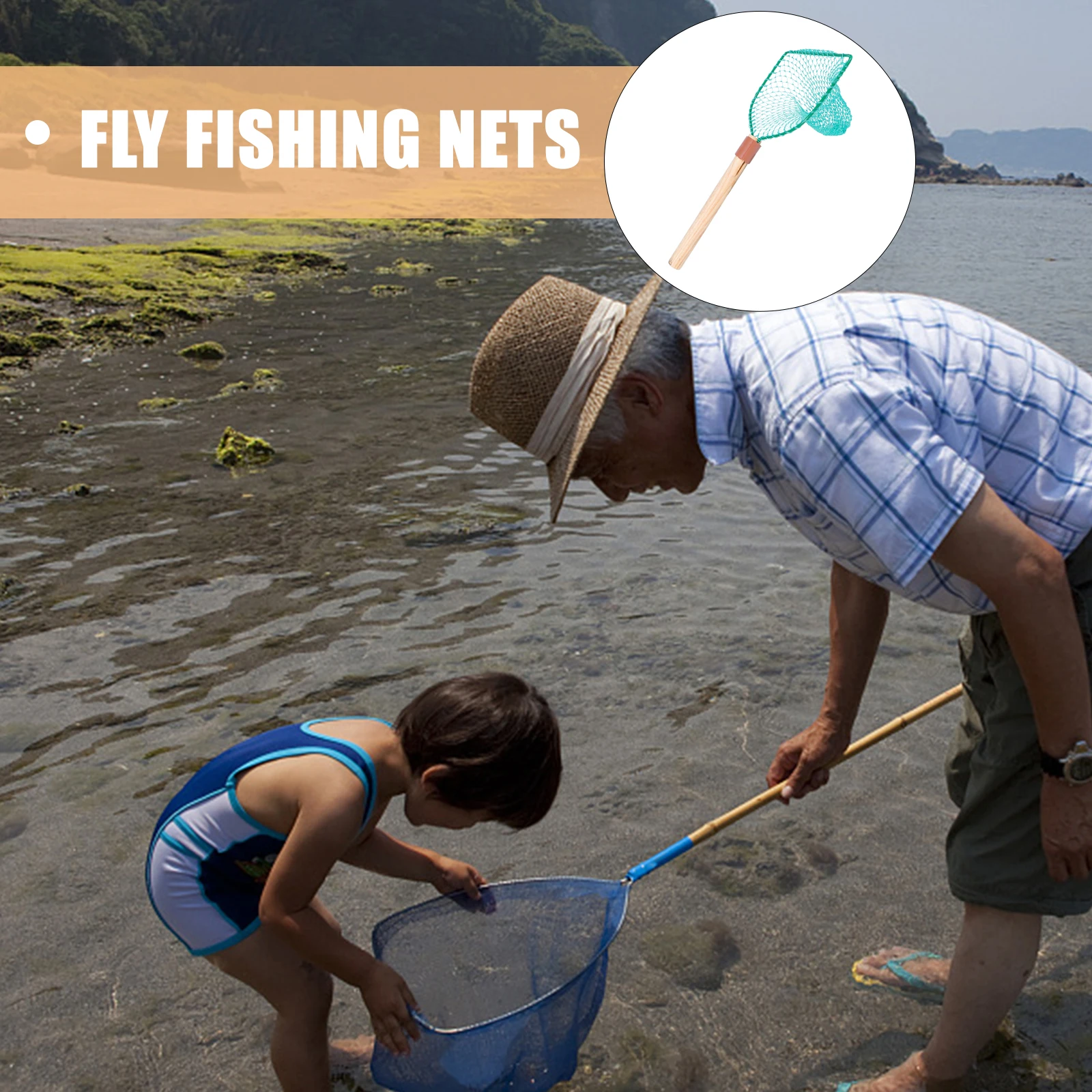 

Folding Fish Wood Handle Fishing Portable Wear-Resistant Net For Freshwater Outdoor River Lake Boating Fishing Supplies