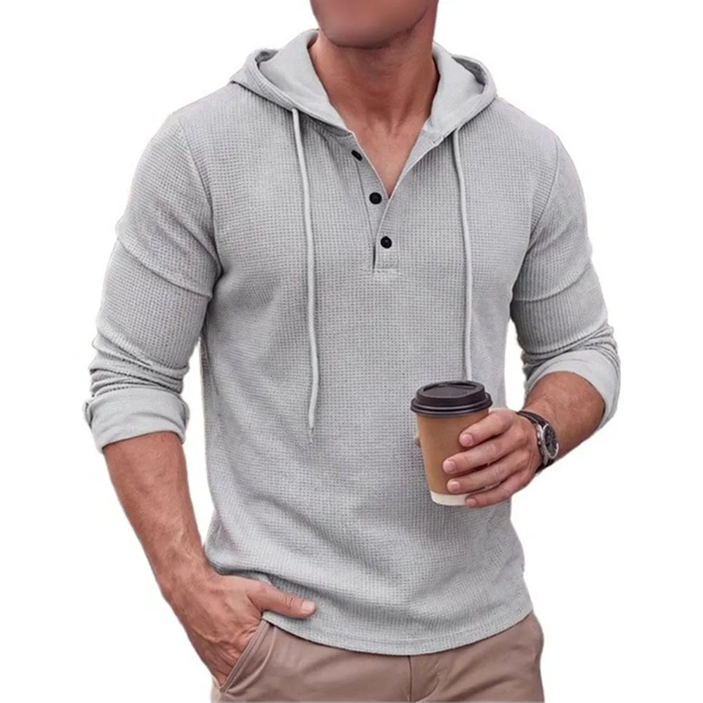 Men's Solid Color Hooded T Shirt Long Sleeve Casual Daily Wear Lightweight Polyester Spandex Blend Regular Fit