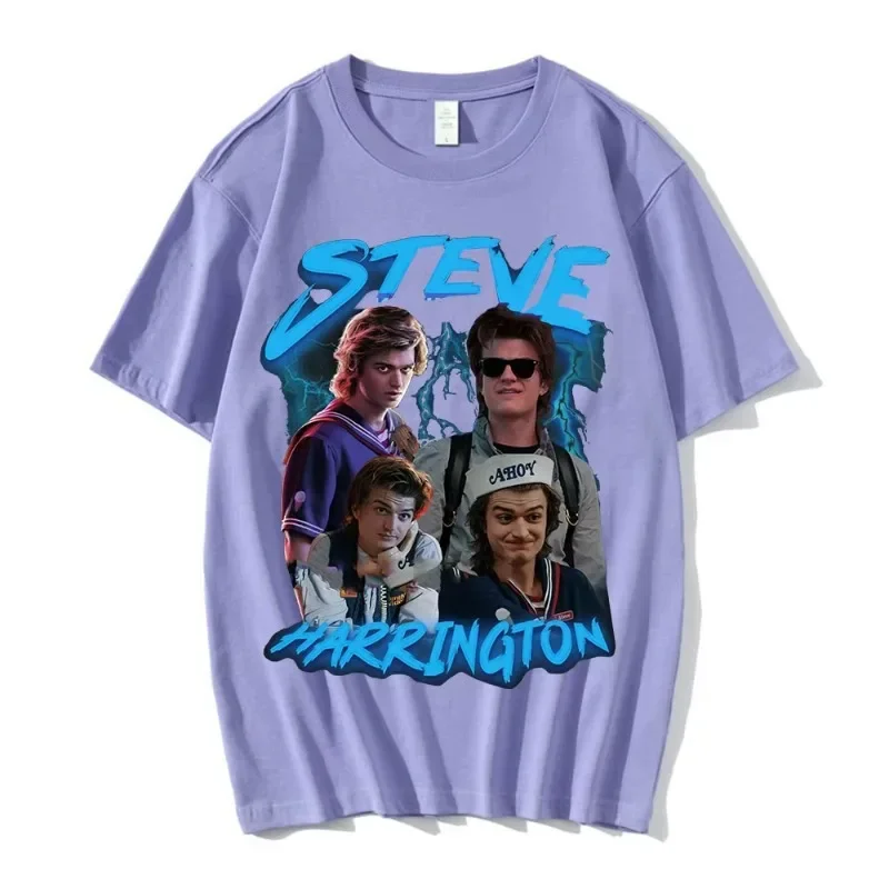 تي شيرت ستيف هارينجتون النسائي بنمط هاراجوكو مطبوع عليه رسومات جرافيك من القطن برقبة دائرية وأكمام قصيرة تي شيرت عصري من العلامة التجارية الصينية