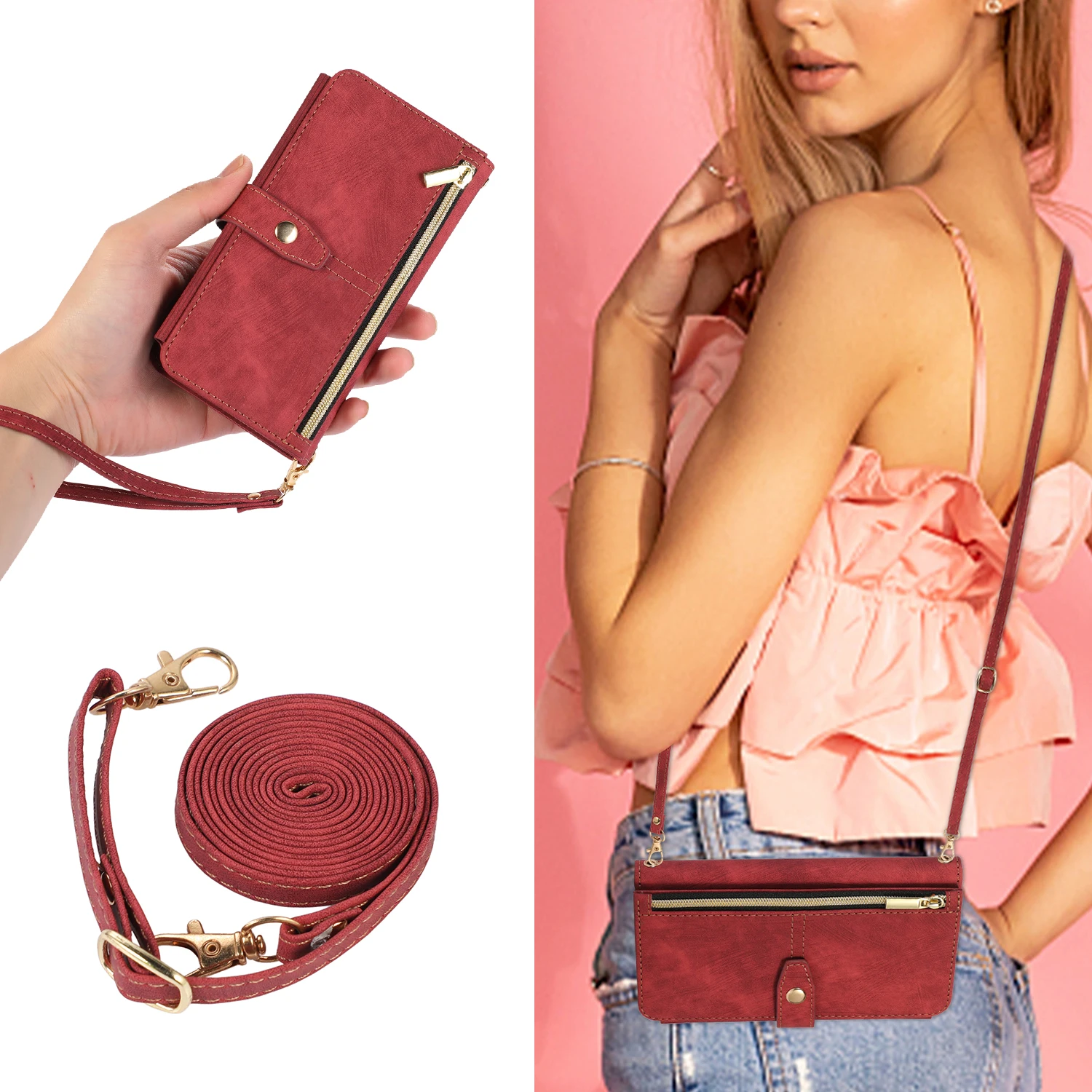 Lanyard Zipper Wallet Leather Case For Xiaomi Redmi Note 11 11s10s Pro 9 9C 12T 11T 10T Pro  POCO X3 NFC Cover 9 Cards Holder image 3