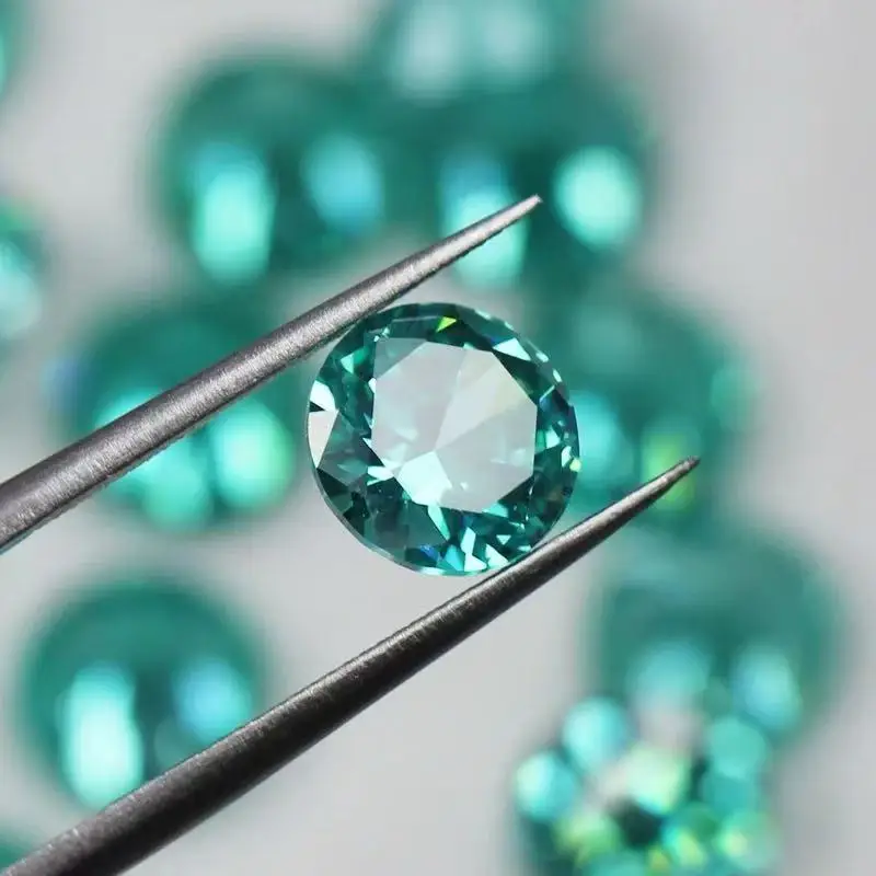 Laborgezüchteter Paraiba-Rundschliff in Neonblau für DIY-Schmuckherstellung, Ring, Halskette, Ohrringe, Hauptmaterialien, Zertifikat – Detail 6
