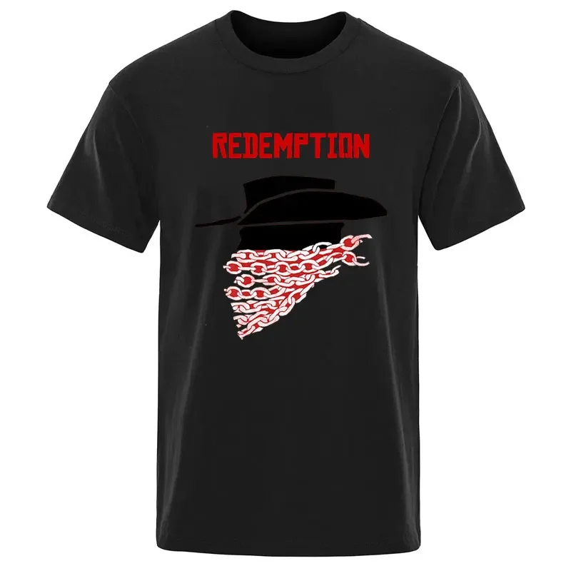 Red J.p.redemption Hat and Chain A Fistful of Dollars Clint Eastwood Japanese Tops Tee Cotton T Shirt Birthday Gift Fan T-Shirt