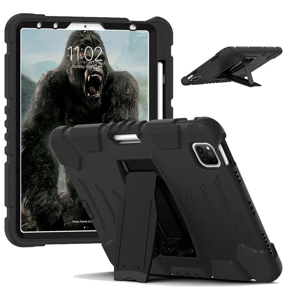 

For Apple iPad Air 4 4th Gen 10.9 inch 2020 A2072 A2316 A2324 Case Kids Safe Armor Shockproof Hard PC Silicon Stand Tablet Cover