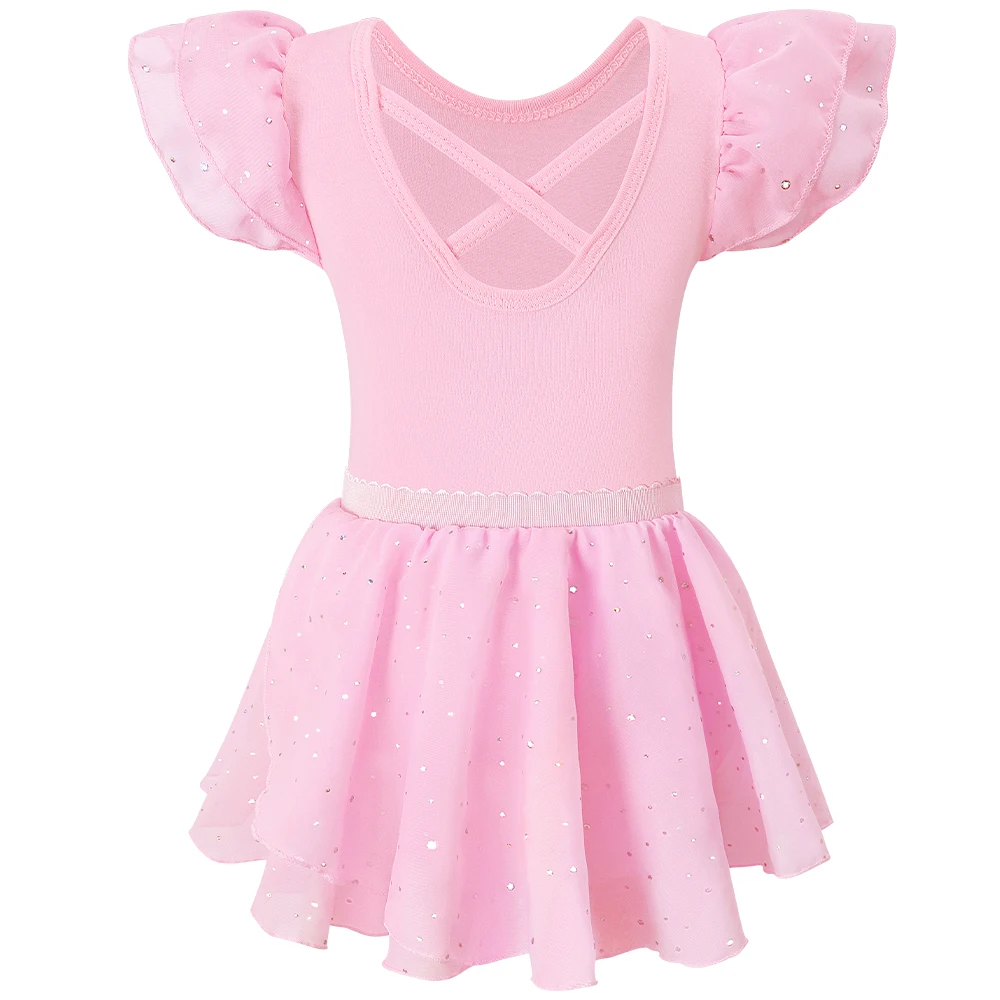 女の子バレエダンスレオタード取り外し可能なチュチュ幼児ダンスドレススカートバレリーナフリルスリーブコスチューム