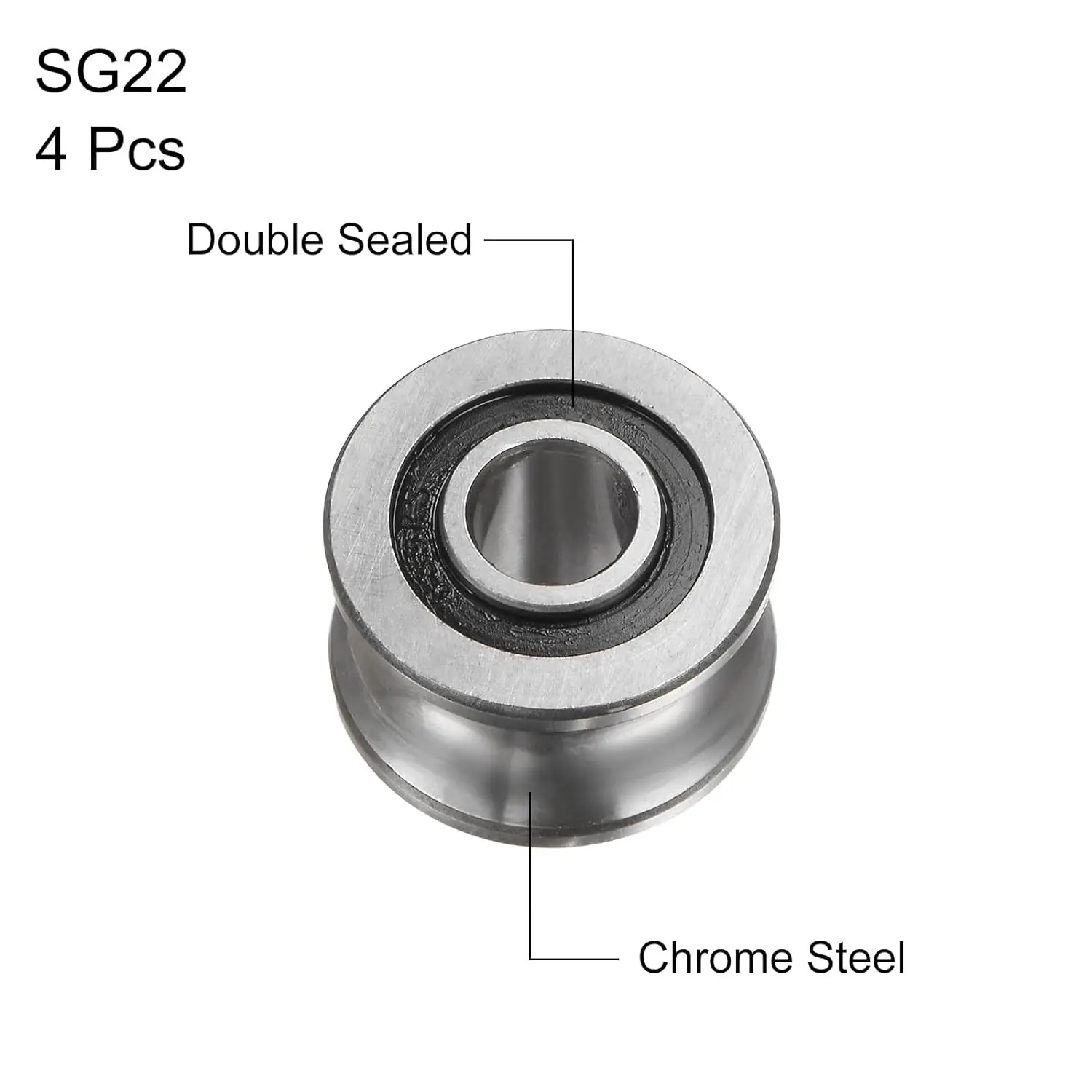 4pcs SG22 U Groove Track Guide Bearing 8x22.5x14.5mm U Groove Roller Wheel (GCr15) Chrome Steel Bearings