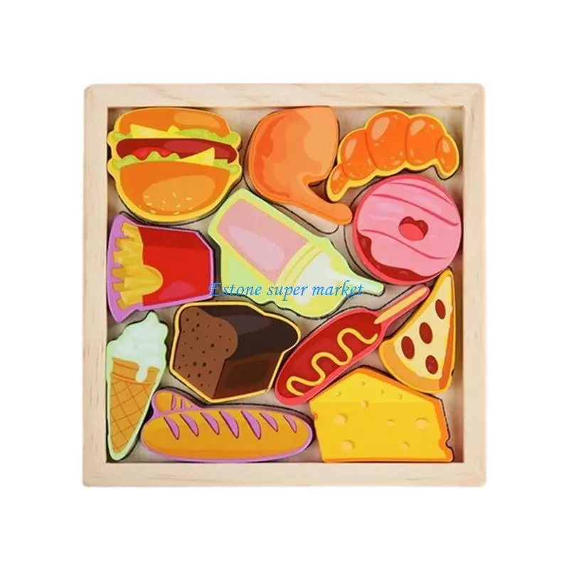 090b Bloc d'animaux en bois Puzzle puzzle jouet animaux en forme jeu en bois Puzzle Educational Stacking Game pour les