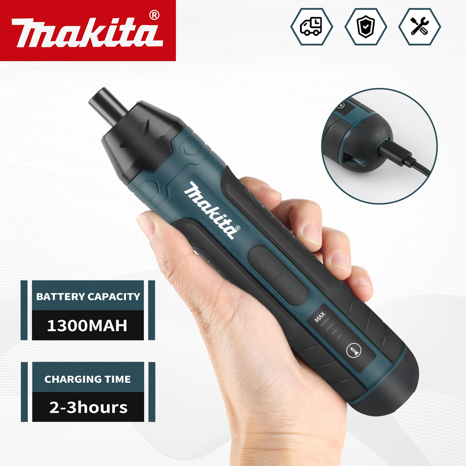 

Cordless Electric Screwdriver 1300mah Rechargeable Adjustment Power Drill Multi-function Disassembly Torque Repair Tools