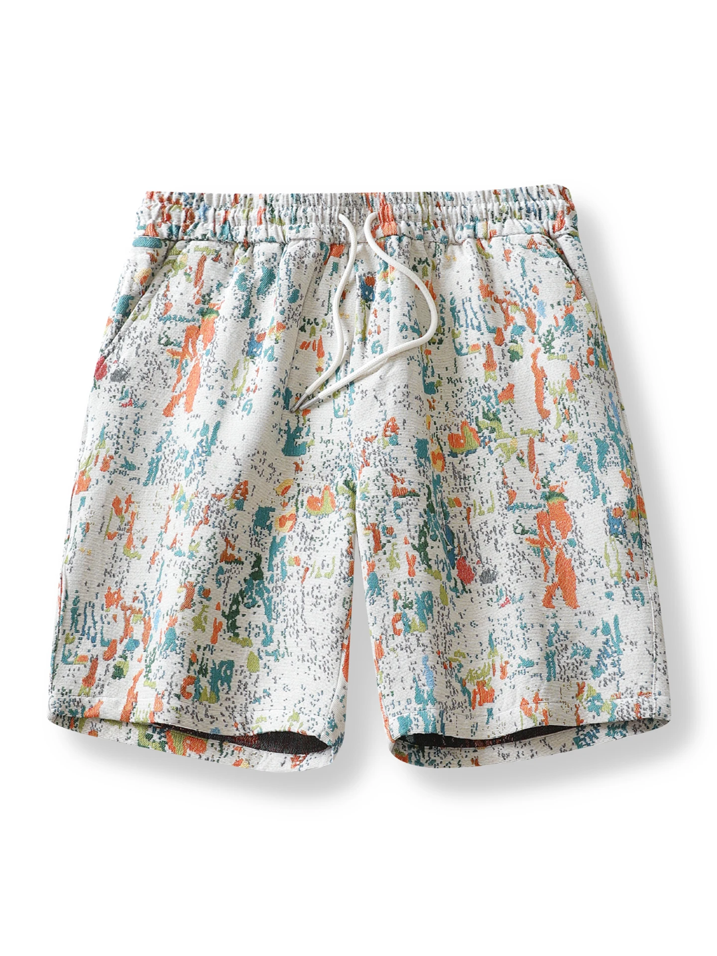 

Summer New American Heavyweight Woven Floral orts Men's Trendy Loose Versatile Breathable Haome Casual Five-Quarter Pants