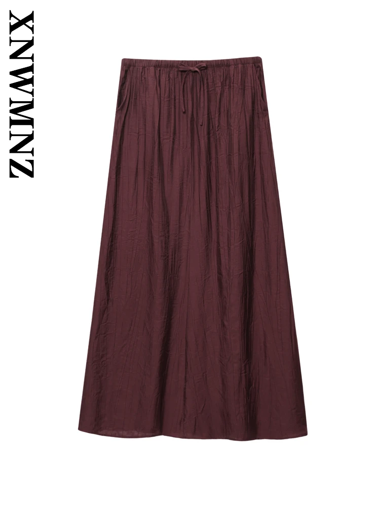 XNWMNZ 2025, Sommer, neue Damenmode, Urlaub, Rock mit Batik-Taille, schicker Damen-A-Linien-Rock, Boho-Midi