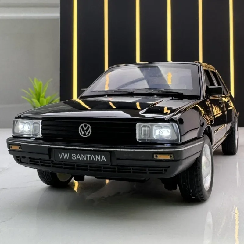 Volkswagen santana-modelo de liga metálica de alta simulação, carro com som e luz, brinquedo coleção, presente para crianças, 1:24