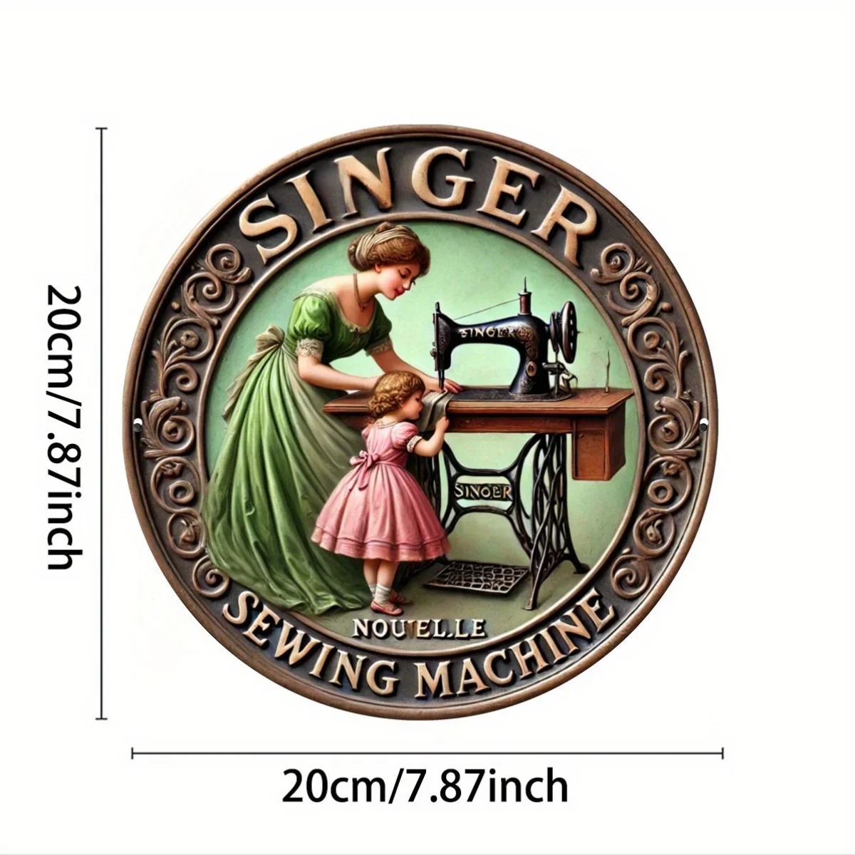 CIFBUY Retro Sewing Machine Waterproof Aluminum Wall Art, Durable Metal Decor For Home Bar Garage Living Room
