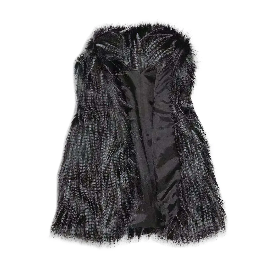 Dames Wollen Vest Faux Vest Opstaande Kraag Faux Vest Jas