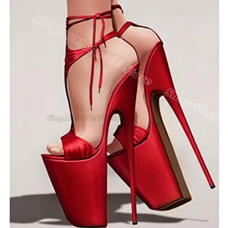 Schwarze Plateau-Sandalen mit Knöchelriemen, offener Zehenpartie, 23 cm Absatz, einfarbig, britischer Stil, Sommerparty, sexy Damensandalen, Zapatos Para Mujeres
