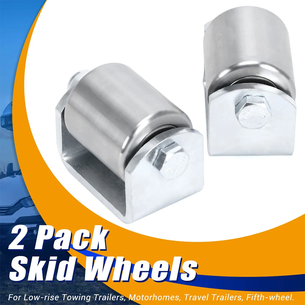 2 Pack Skid Wheels 2”Weld-On Trailer Rollers Heavy-Duty Steel Trailer Weatherproof Micro Rollers to Protect RV Undercarriage