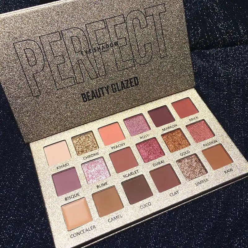 Beauty Glazed 18 สี Glitter Matte Eyeshadow Palette แต่งหน้า Glitter Pigment Smoky Eyeshadow Palette เครื่องสําอางกันน้ํา TSLM2