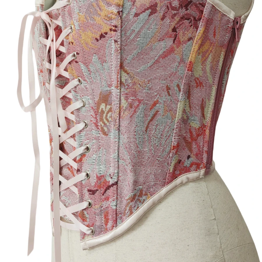 

Oil Painting Print Corset Tops Women Vintage Costumes Waist Vest Sexy Body Shaper Jacquard Corselet Ribbon Bustiers