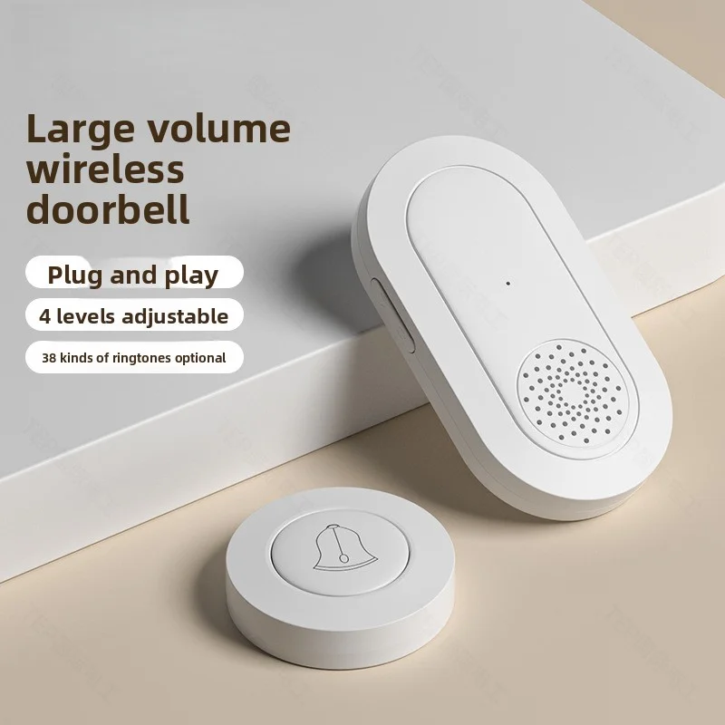 

Household Wireless Induction Doorbell Gray And White Ultra Long Distance Remote Control Doorbell With 4 Adjustable Volume Levels