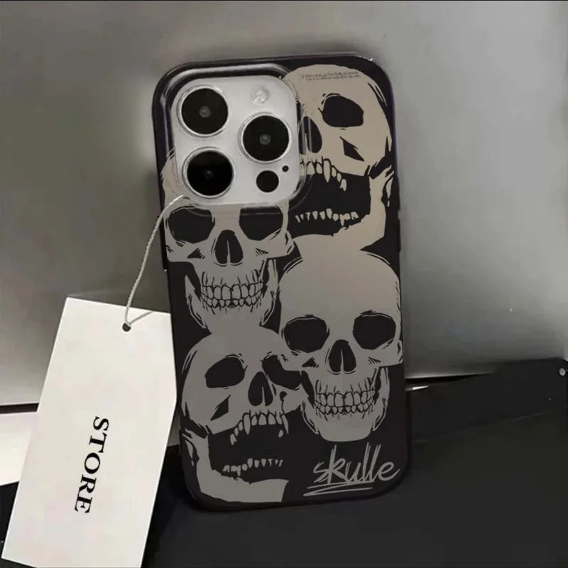 

Skull Pattern Shockproof Phone Case For iPhone 16E 15 14 13 12 11 16 Pro Max 16Pro 7 8 Plus SE 2022 Funda Soft Protection Cover