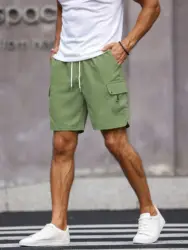 Men's Cargo Shorts Summer Clothing Plain Casual Comfy Pants