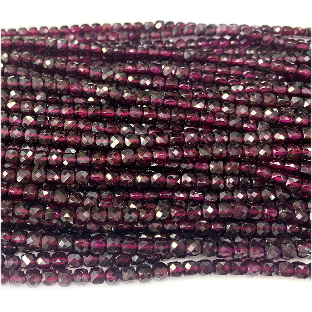 Veemake Natural Purple Garnet Irregular Cube Almandite Pyralmandite Faceted Small Jewelry Beads 08146